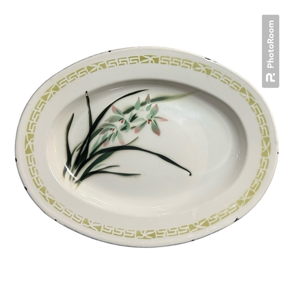 Oval Enamelware Platter Bumper Harvest Made In China 35 cm Cottagecore Vintage